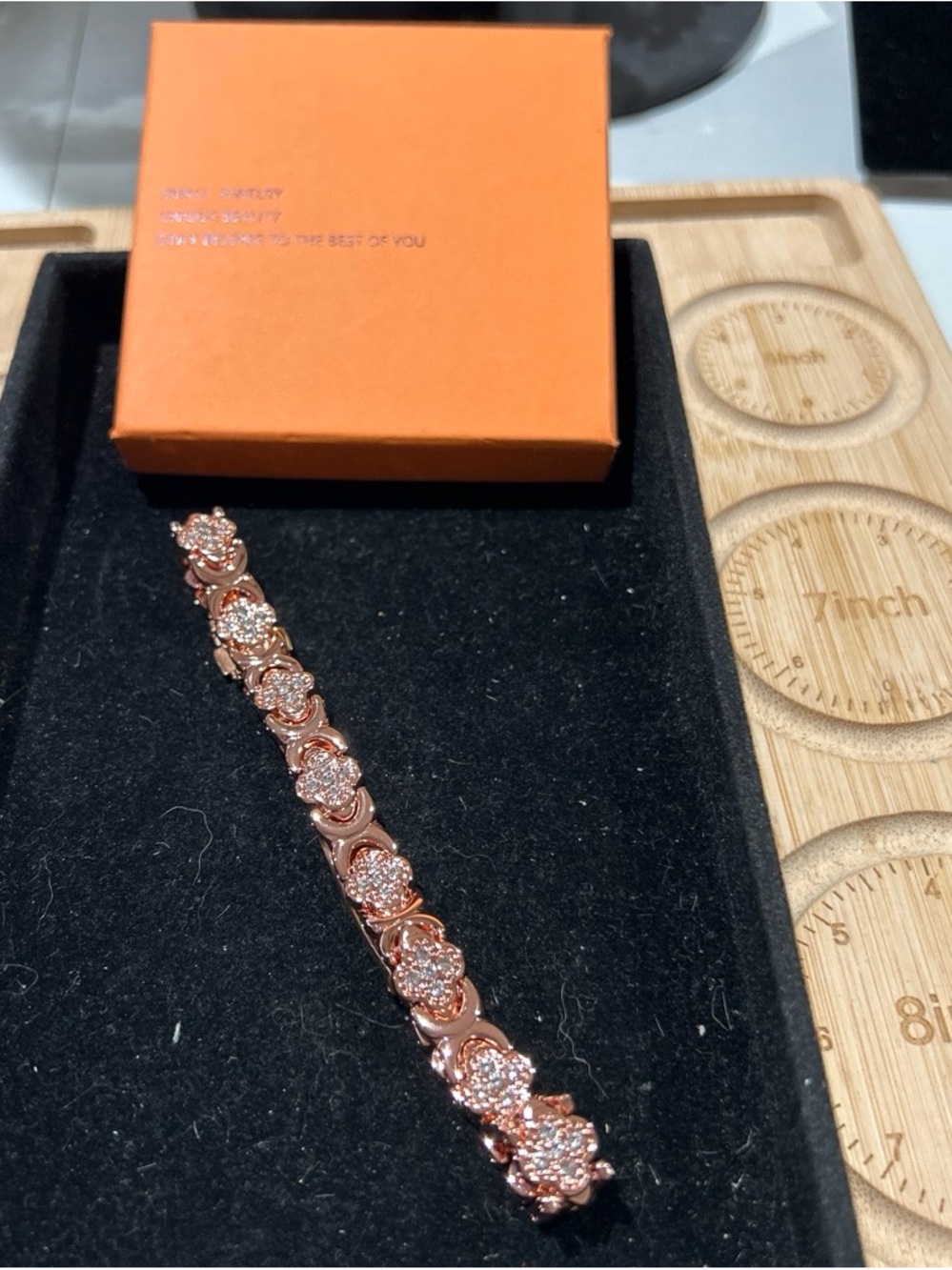 Rose Gold  color Floral Crystal Bracelet - Women Jewelry